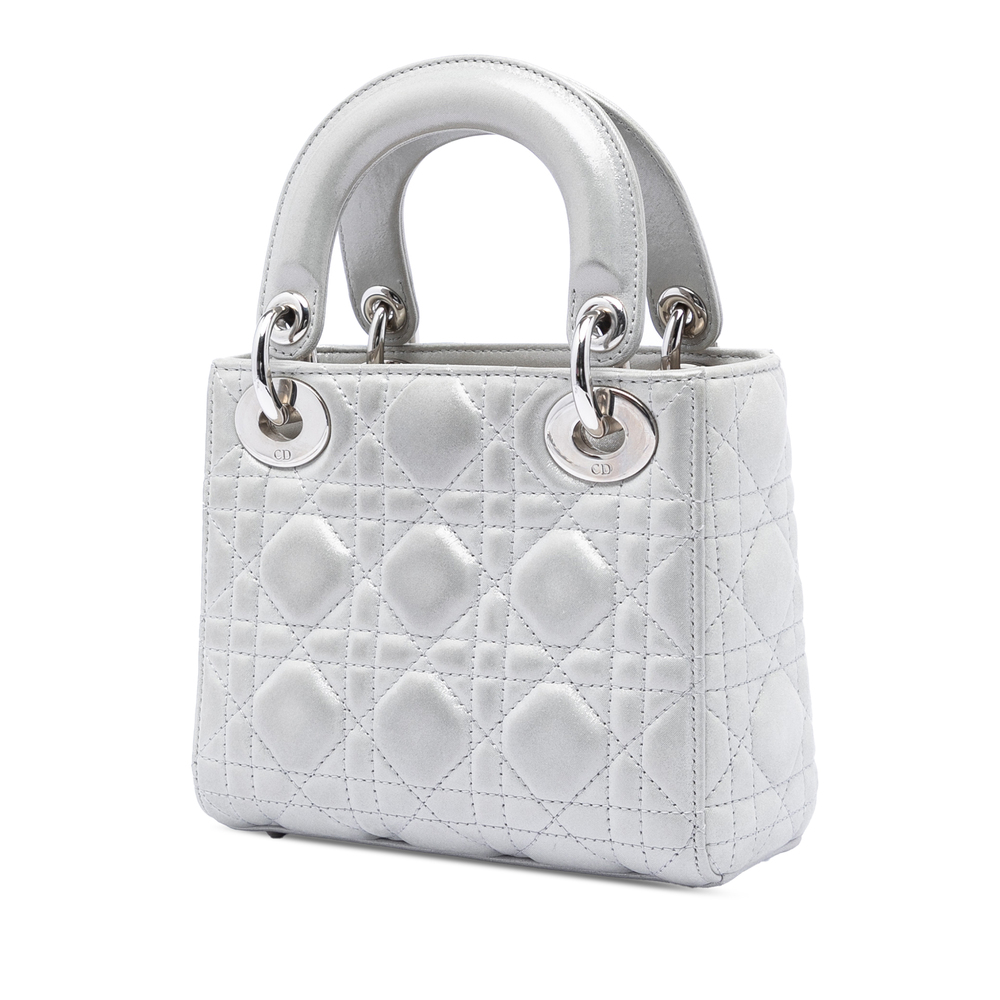 Pre-Loved Dior Mini Iridescent Lambskin Cannage Lady Dior - Picture 2 of 7